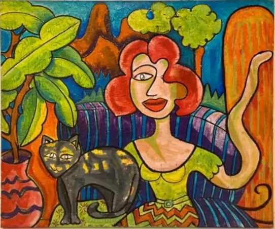 Lady with her Cat