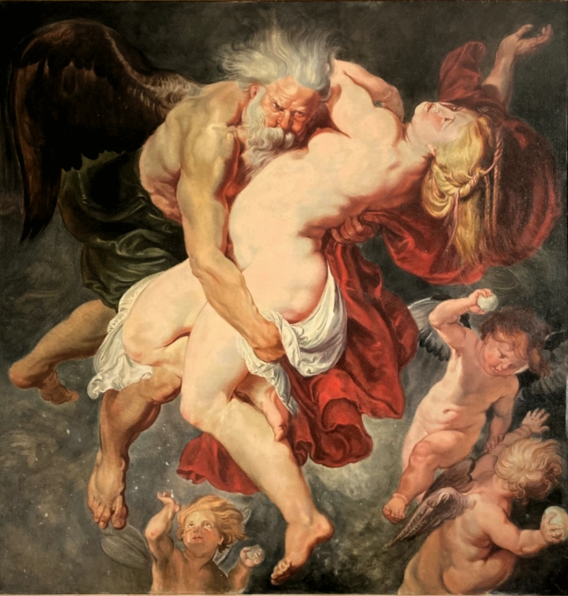 Boreas entführt Oreithyia (Reproduktion nach Rubens)